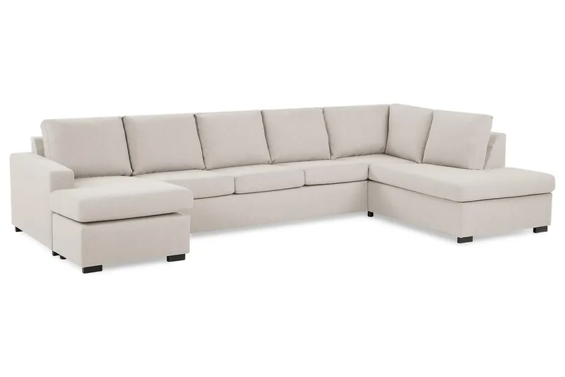 Crazy 5-sits Högervänd U-formad X-Large Soffa med Divan och Schäslong i Tyg - Beige - Möbler - Soffa - U-soffa