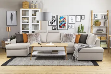 Crazy 5-sits Högervänd U-formad X-Large Soffa med Divan och Schäslong i Tyg - Beige - Möbler - Soffa - U-soffa