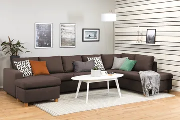 Crazy 5-sits Högervänd U-formad X-Large Soffa med Divan och Schäslong i Tyg - Brun - Möbler - Soffa - U-soffa