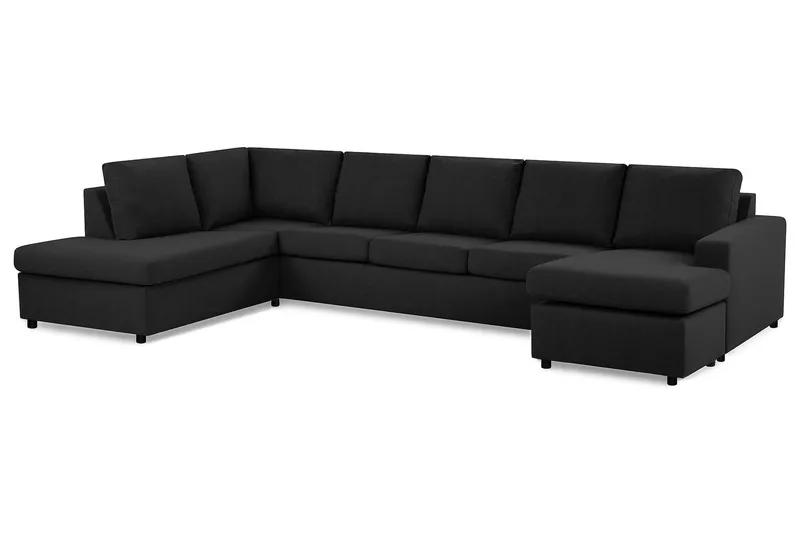 Crazy 5-sits Vänstervänd U-formad X-Large Soffa med Divan och Schäslong i Tyg - Antracit - Möbler - Soffa - U-soffa