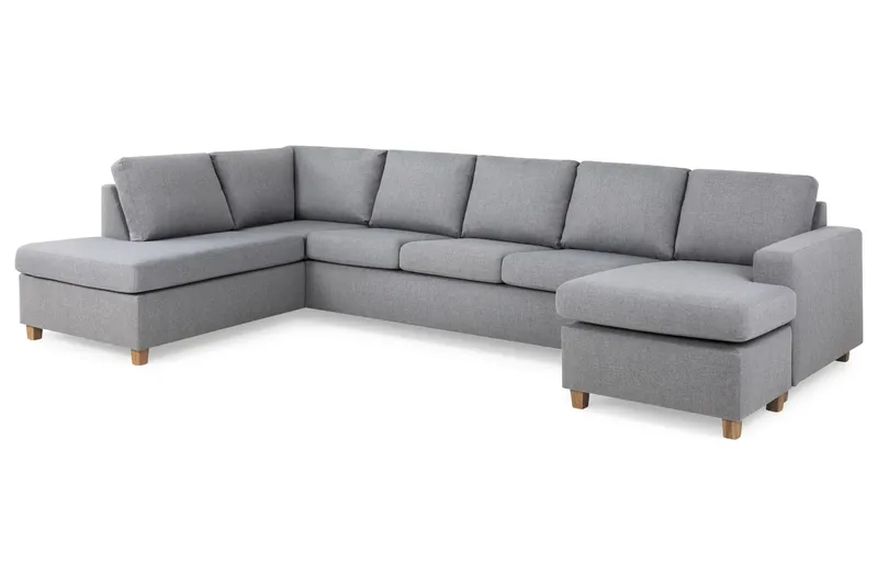 Crazy 5-sits Vänstervänd U-formad X-Large Soffa med Divan och Schäslong i Tyg - Grå - Möbler - Soffa - U-soffa