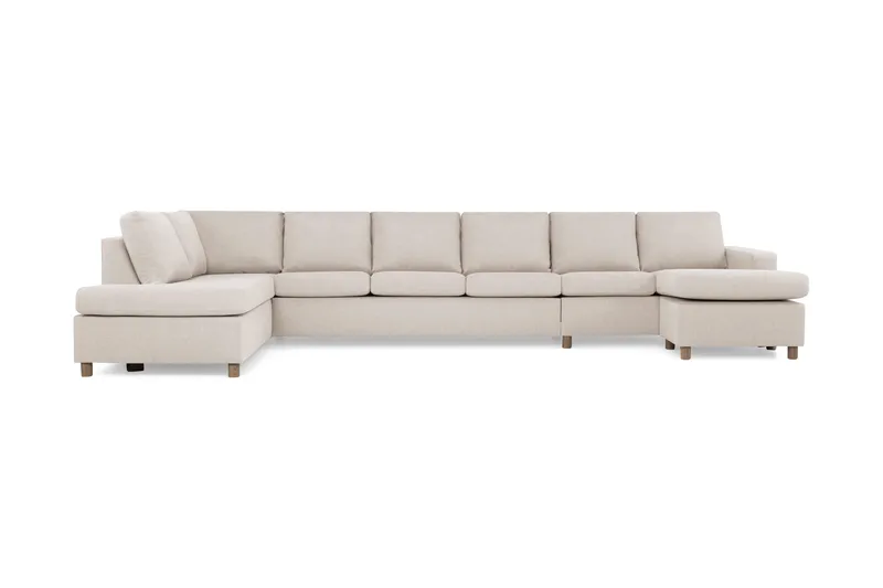 Crazy 6-sits Vänstervänd U-formad XX-Large Soffa med Divan och Schäslong i Tyg, Beige