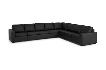 Crazy 7-sits Vändbar L-formad XX-Large Hörnsoffa i Konstläder - Svart - Möbler - Soffa - Skinnsoffor