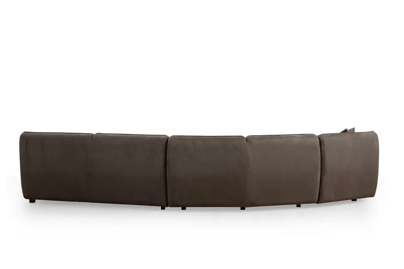 Damor 5-sits L-formad Svängd Soffa i Sammet - Brun - Möbler - Soffa