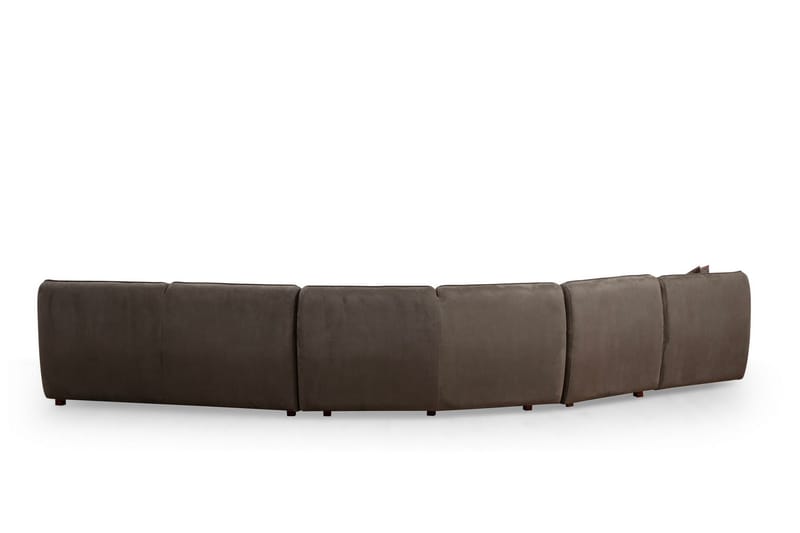 Damor 5-sits L-formad Svängd Soffa i Sammet - Brun - Möbler - Soffa