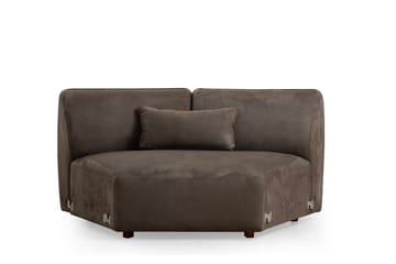 Damor 5-sits L-formad Svängd Soffa i Sammet - Brun - Möbler - Soffa