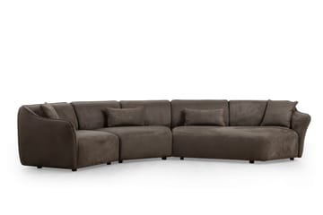 Damor 5-sits L-formad Svängd Soffa i Sammet - Brun - Möbler - Soffa