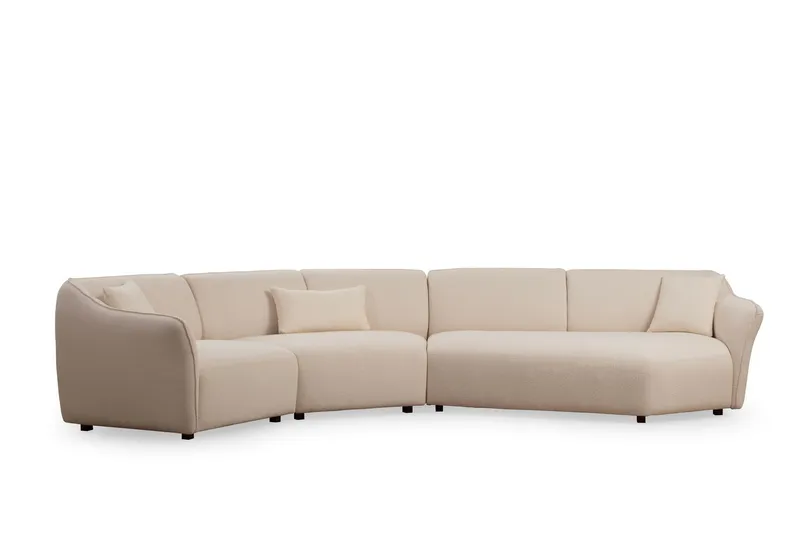 Damor Svängd Soffa 4-sits, Beige