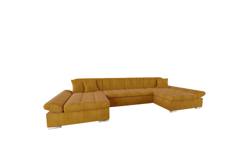 Dewitt Bäddsoffa Dubbelschäslong 4-sits i Sammet, Gul