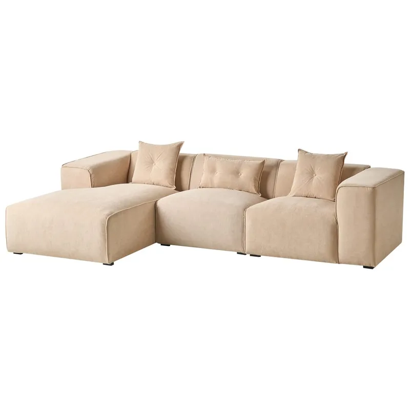 3-sits soffa Dolva - Beige, svart/Högervänd/Manchestertyg - Möbler - Soffa - Modulsoffor - Komplett modulsoffa