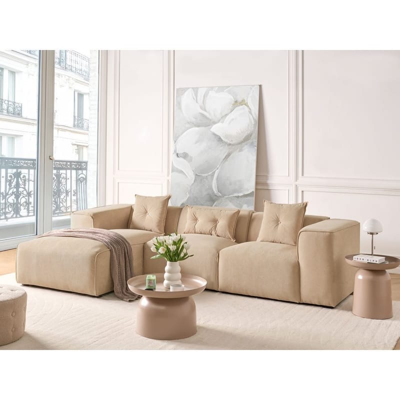 3-sits soffa Dolva - Beige, svart/Högervänd/Manchestertyg - Möbler - Soffa - Modulsoffor - Komplett modulsoffa