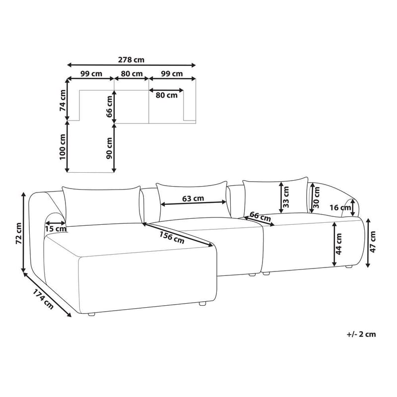 3-sits soffa Svansele - Vit/Högervänd - Möbler - Soffa - Divansoffor & schäslongsoffa