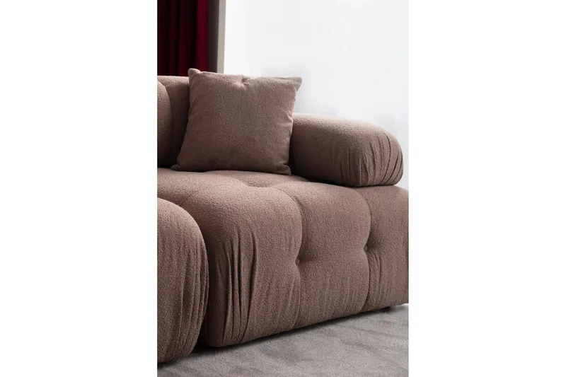 Belgin Bubblig Divansoffa 3-sits 315 cm med utfällbara armstöd och ryggstöd - Brun - Möbler - Soffa - Modulsoffor - Komplett modulsoffa