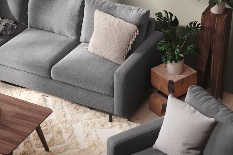 Peppe 4-sits Vänstervänd L-formad Schäslongsoffa i Tyg - Ljusgrå - Möbler - Soffa - Divansoffor & schäslongsoffa - 4 sits soffa med divan