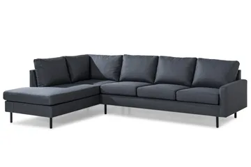 Peppe 4-sits Vänstervänd L-formad Schäslongsoffa i Tyg - Mörkgrå - Möbler - Soffa - Divansoffor & schäslongsoffa - 4 sits soffa med divan