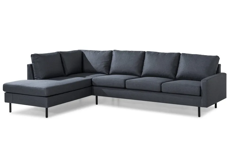 Peppe 4-sits Vänstervänd L-formad Schäslongsoffa i Tyg - Mörkgrå - Möbler - Soffa - Divansoffor & schäslongsoffa - 4 sits soffa med divan