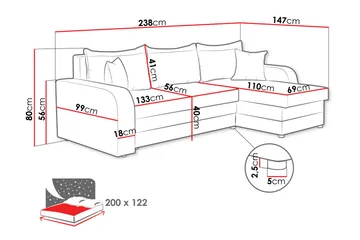 Alvared Soffa med Divan 3-sits - Svart - Möbler - Soffa - Divansoffor & schäslongsoffa
