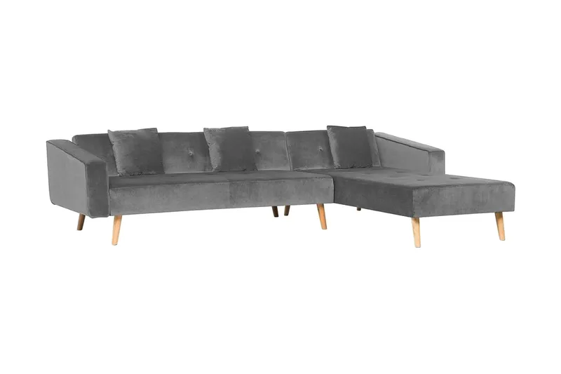 Arrika Hörnsoffa Vänster Sammet - Grå - Möbler - Soffa - Bäddsoffa - Bäddsoffa divan