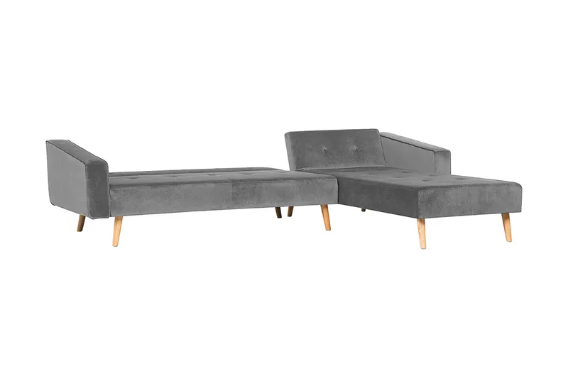 Arrika Hörnsoffa Vänster Sammet - Grå - Möbler - Soffa - Bäddsoffa - Bäddsoffa divan