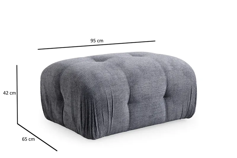 Belgin Bubblig Divansoffa 3-sits med fasta armstöd - Grå - Möbler - Soffa - Modulsoffor - Komplett modulsoffa