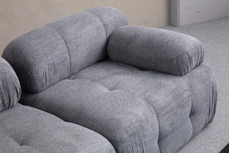 Belgin Bubblig Divansoffa 3-sits med fasta armstöd - Grå - Möbler - Soffa - Modulsoffor - Komplett modulsoffa