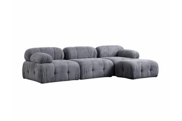 Belgin Bubblig Divansoffa 3-sits med fasta armstöd - Grå - Möbler - Soffa - Modulsoffor - Komplett modulsoffa