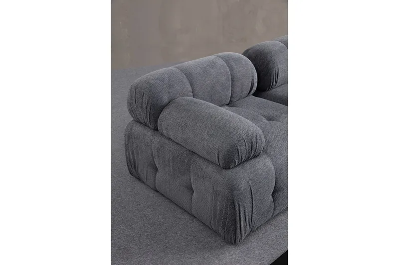 Belgin Bubblig Divansoffa 3-sits med fasta armstöd - Grå - Möbler - Soffa - Modulsoffor - Komplett modulsoffa