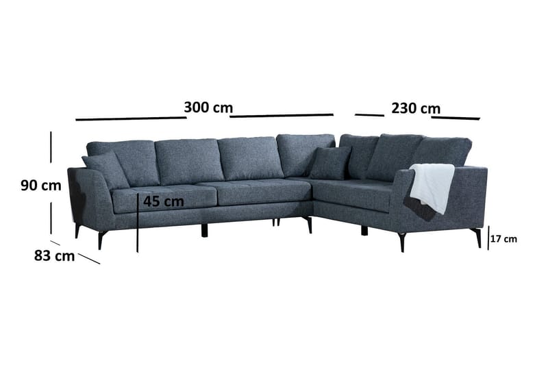 Bouchelle Hörnsoffa med Divan Höger - Grå - Möbler - Soffa - Hörnsoffa