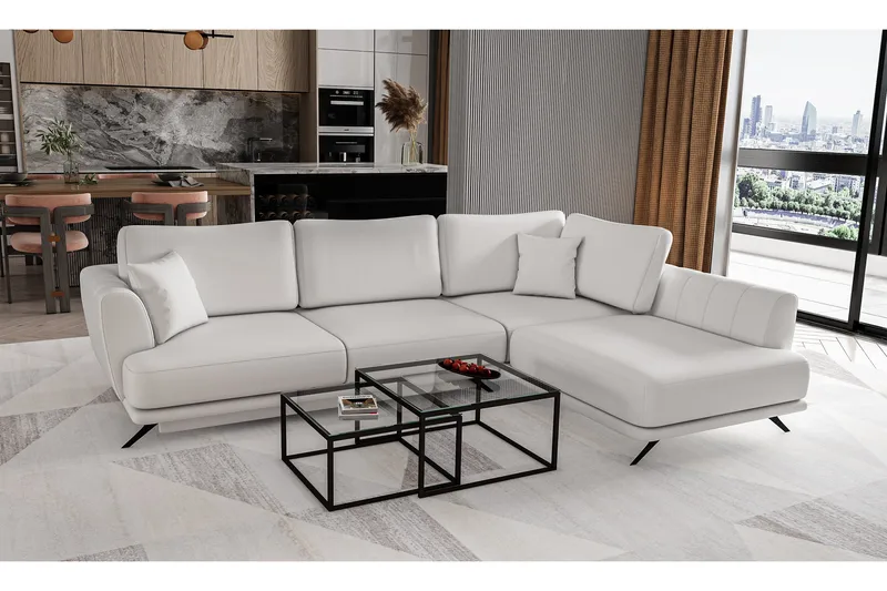 Buckmeier 3-sits Soffa med Schäslong Höger, Vit