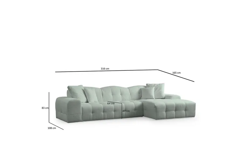 Buddy Soffa med Divan 4-sits - Grön - Möbler - Soffa - Divansoffor & schäslongsoffa
