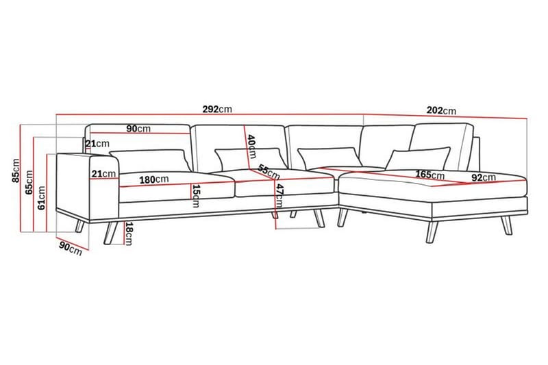 Copenhagen 4-sits Högervänd L-formad Schäslongsoffa i Manchester - Beige - Möbler - Soffa - Divansoffor & schäslongsoffa