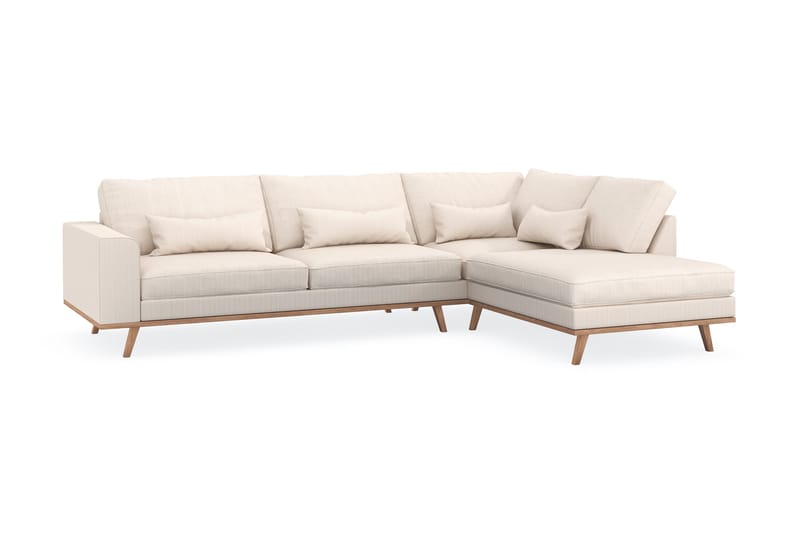 Copenhagen 4-sits Högervänd L-formad Schäslongsoffa i Manchester - Beige - Möbler - Soffa - Divansoffor & schäslongsoffa