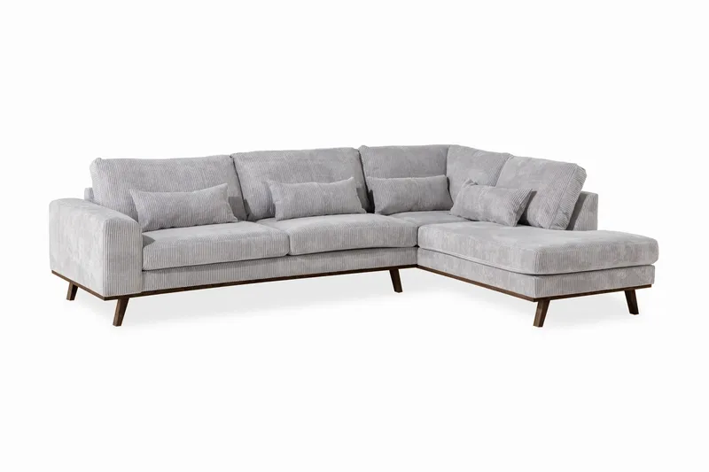 Copenhagen 4-sits Högervänd L-formad Schäslongsoffa i Manchester - Ljusgrå - Möbler - Soffa - Divansoffor & schäslongsoffa