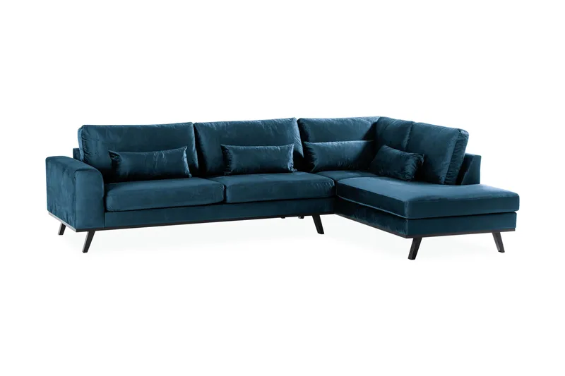 Copenhagen 4-sits Högervänd L-formad Schäslongsoffa i Sammet - Blå - Möbler - Soffa - Divansoffor & schäslongsoffa