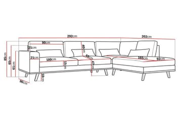 Copenhagen 4-sits Högervänd L-formad Schäslongsoffa i Sammet - Blå - Möbler - Soffa - Divansoffor & schäslongsoffa