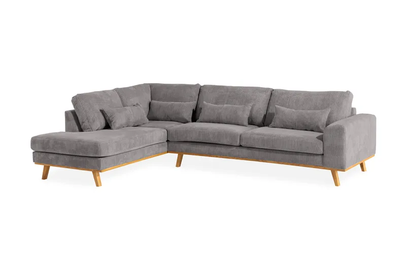 Copenhagen 4-sits Vänstervänd L-formad Schäslongsoffa i Manchester - Mörkgrå - Möbler - Soffa - Divansoffor & schäslongsoffa