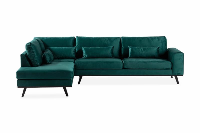 Copenhagen 4-sits Vänstervänd L-formad Schäslongsoffa i Sammet - Grön - Möbler - Soffa - Divansoffor & schäslongsoffa