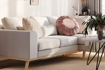 Copenhagen Compact 3-sits Vändbar L-formad Divansoffa i Tyg - Ljusgrå - Möbler - Soffa - Divansoffor & schäslongsoffa