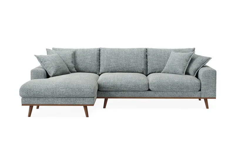 Copenhagen Premium 4-sits Vänstervänd L-formad Djup Divansoffa i Chenille, Grå/Blå