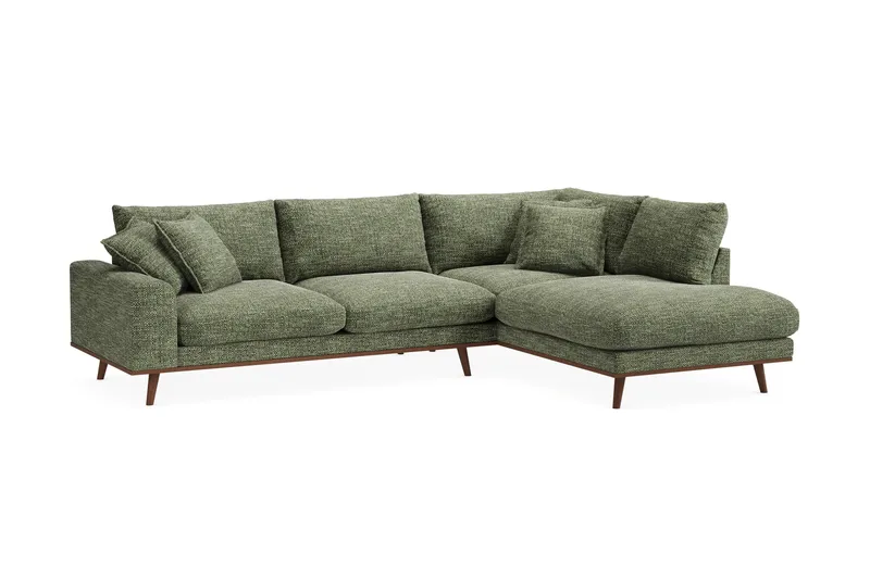 Copenhagen Premium 4-sits Högervänd L-formad Djup Schäslongsoffa i Chenille - Grön - Möbler - Soffa - Divansoffor & schäslongsoffa