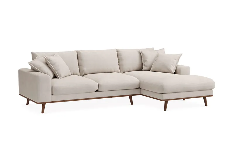 Copenhagen Premium 4-sits Högervänd L-formad Djup Divansoffa i Tyg - Beige - Möbler - Soffa - Divansoffor & schäslongsoffa