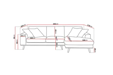 Copenhagen Premium 4-sits Högervänd L-formad Djup Divansoffa i Tyg - Beige - Möbler - Soffa - Divansoffor & schäslongsoffa