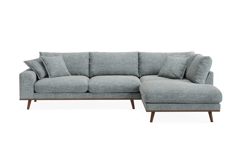 Copenhagen Premium 4-sits Högervänd L-formad Djup Schäslongsoffa i Chenille, Grå/Blå