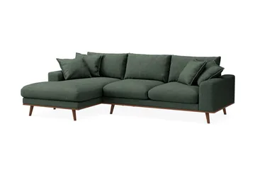 Copenhagen Premium 4-sits Vänstervänd L-formad Djup Divansoffa i Tyg - Grön - Möbler - Soffa - Divansoffor & schäslongsoffa