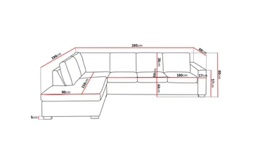Crazy 4-sits Vänstervänd L-formad Schäslongsoffa i Tyg - Mörkgrå - Möbler - Soffa - Divansoffor & schäslongsoffa