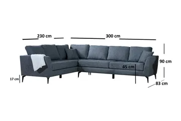 Destinye Hörnsoffa med Divan Vänster - Grå - Möbler - Soffa - Hörnsoffa