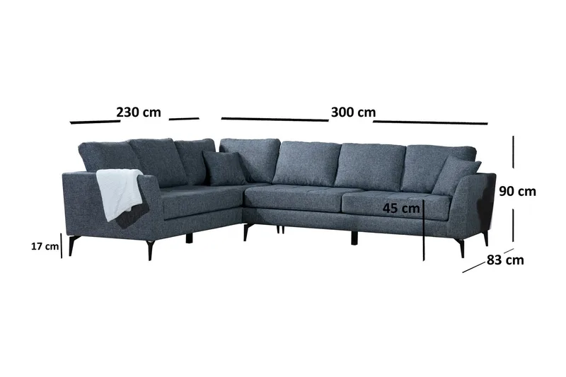 Destinye Hörnsoffa med Divan Vänster - Grå - Möbler - Soffa - Hörnsoffa