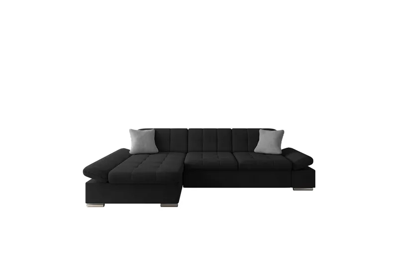Djerra Soffa med Divan 3-sits, Svart/Grå