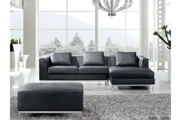 Dugard Hörnsoffa Vänster - Svart/Läder - Möbler - Soffa - Divansoffor & schäslongsoffa