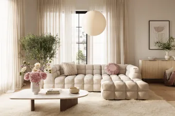 Elise 4-sits Bubblig Soffa med Divan Vänster - Beige - Möbler - Soffa - Divansoffor & schäslongsoffa